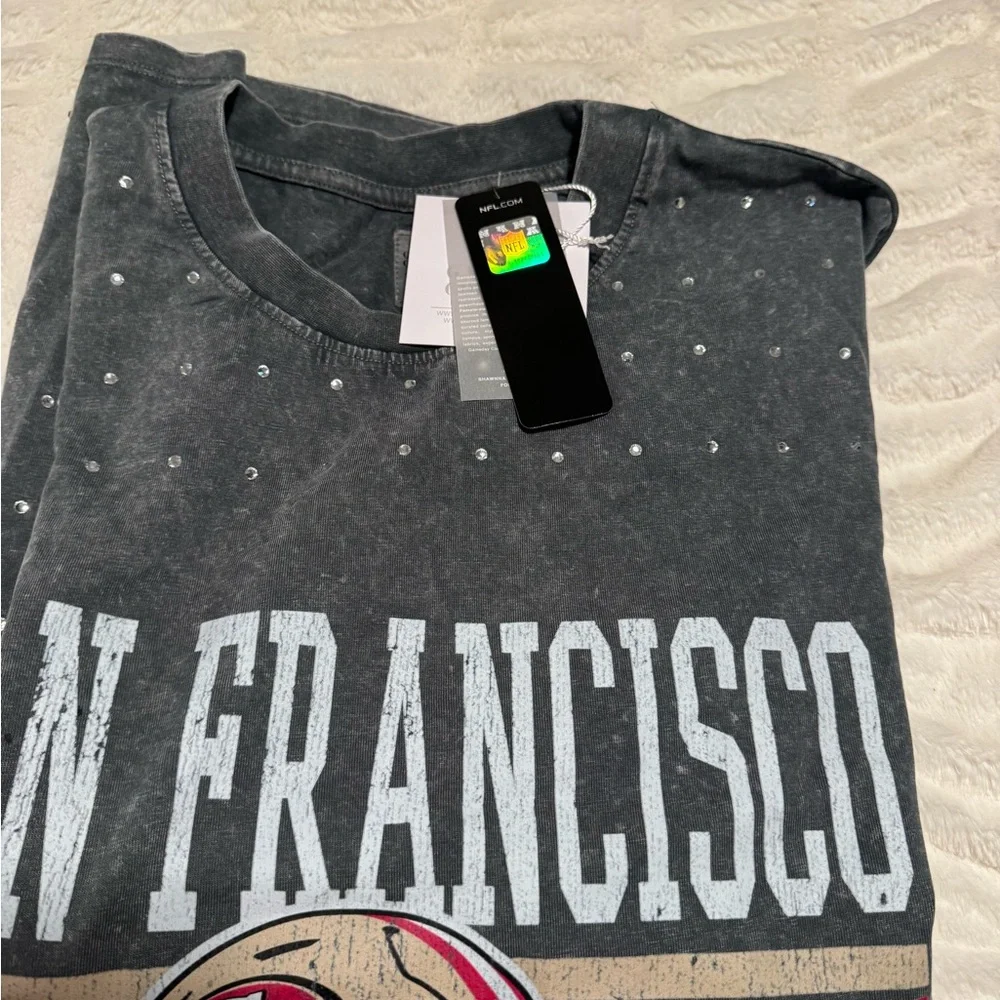 San Francisco 49ers Women’s Rhinestone Tee - Picture 3 of 3